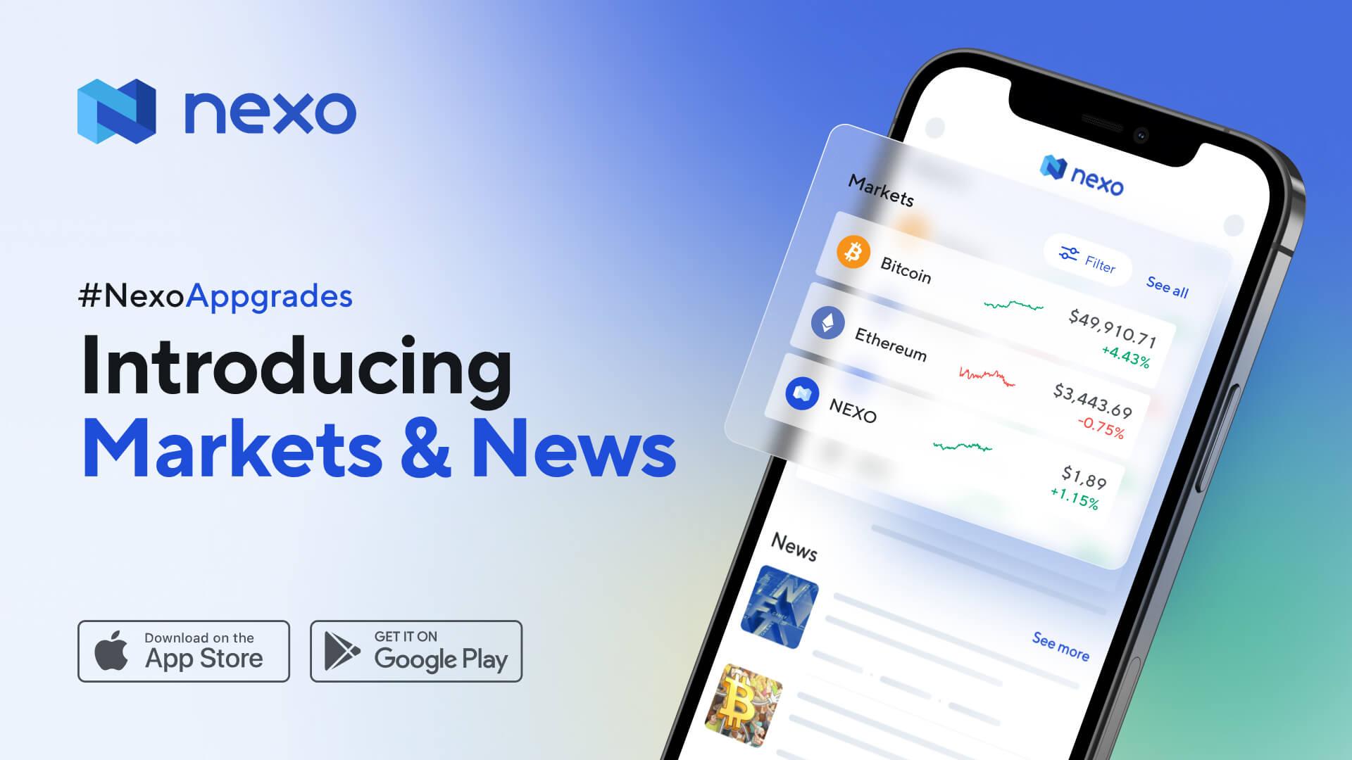 이제 Nexo 앱에서 시세와 뉴스를 확인해보세요!